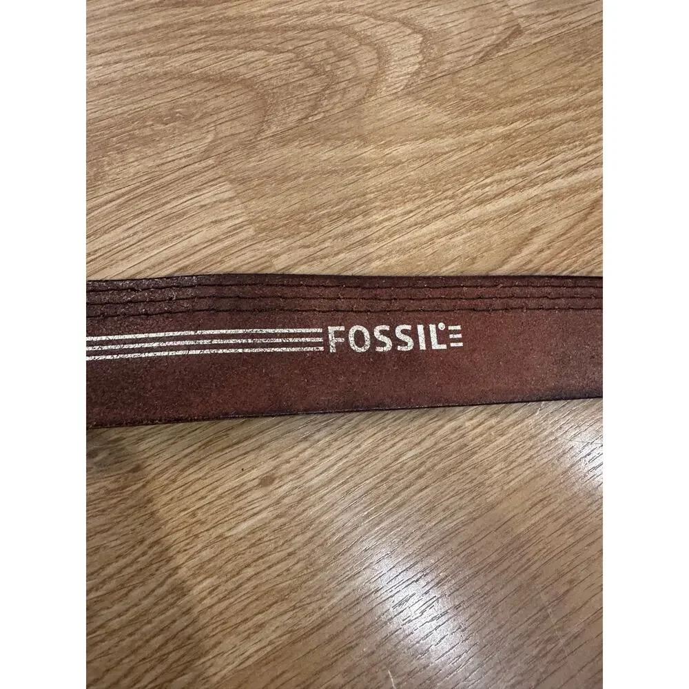 Fossil Men's Leather Belt with Multi Tone Stitching, Size 36.